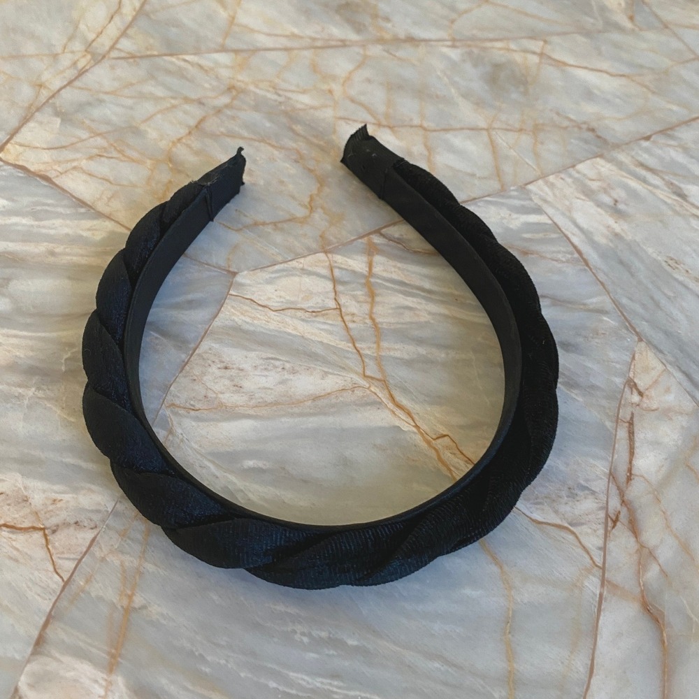 Black Braided Velvet Padded Headband Twisted Hair Accessory